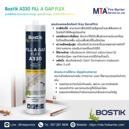 อะคริลิกยาแนวสูตรพิเศษที่ทาสีทับได้ จาก Bostik รุ่น A330 ช่วยให้งานตกแต่งรอยต่อระหว่างผนังและเพดานเรียบเนียนสวยงาม