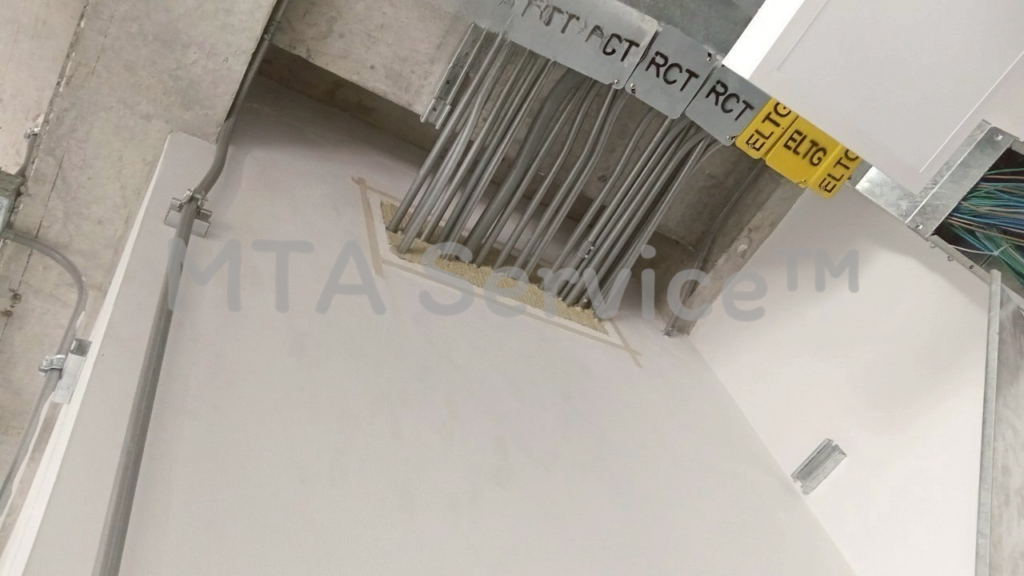 งานระบบ Passive Fire Protection ผนังช่องชาร์จไฟฟ้าด้วย Metacaulk MC1200 Spray
