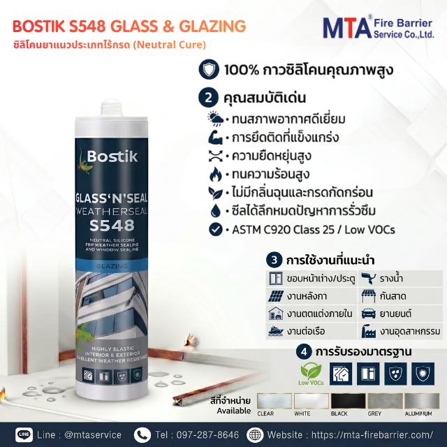 BOSTIK S548 Weatherseal งานซีลกระจกและวงกบประตูหน้าต่าง
